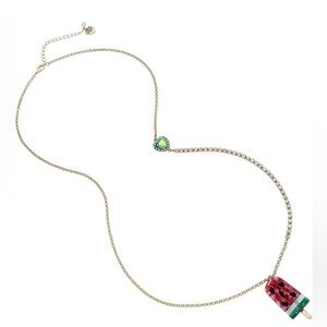 NWT Betsey Johnson Watermelon chain pendant rhinestones resin adorable whimsical